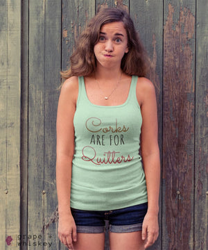 Corks are for Quitters - Racerback Tank - Next Level Racerback Tank / Mint / 2XL - Grape and Whiskey