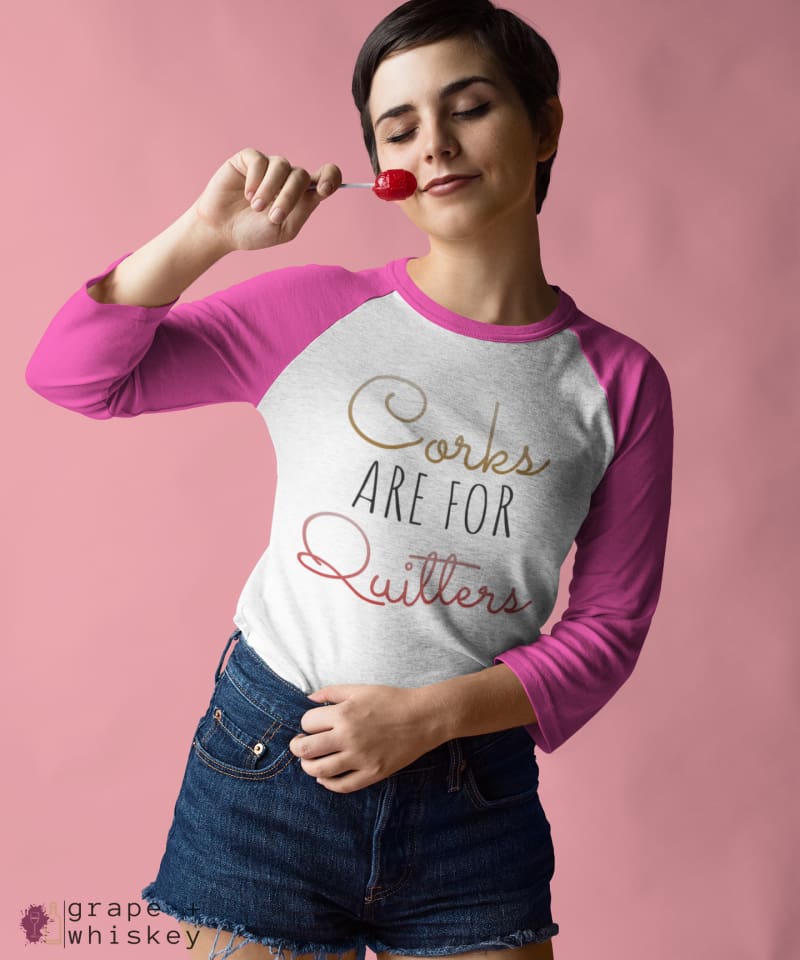 Corks are for Quitters - Tri-Blend Tee -  - Grape and Whiskey