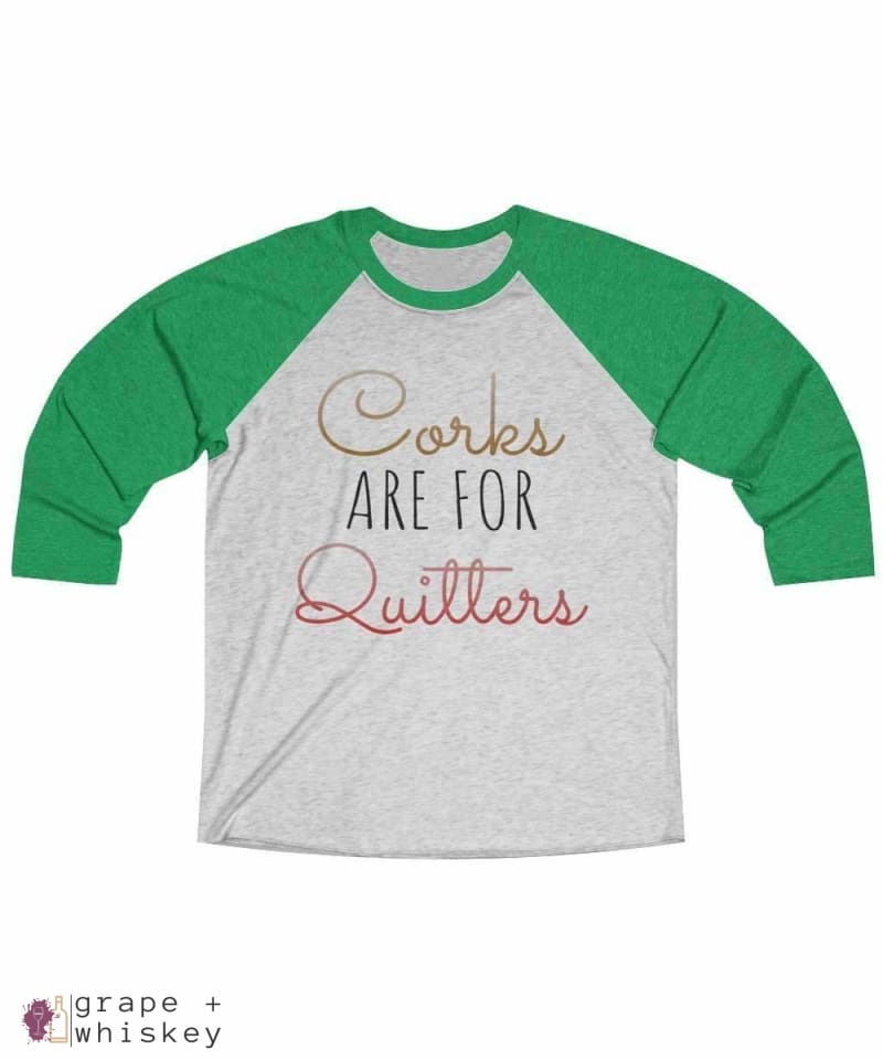 Corks are for Quitters - Tri-Blend Tee - 2XL / Envy / Heather White - Grape and Whiskey