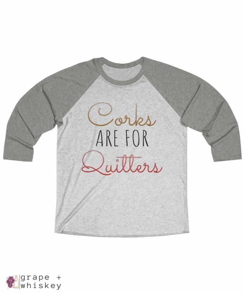 Corks are for Quitters - Tri-Blend Tee - 2XL / Venetian Grey / Heather White - Grape and Whiskey