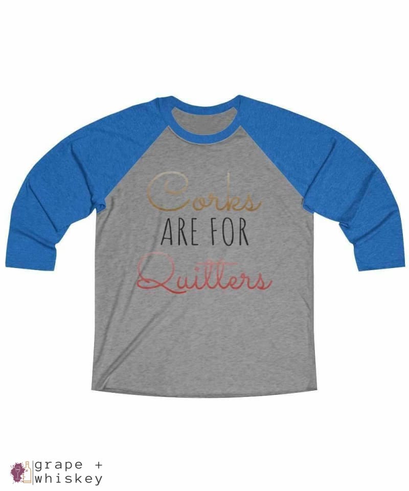 Corks are for Quitters - Tri-Blend Tee - 2XL / Vintage Royal / Premium Heather - Grape and Whiskey
