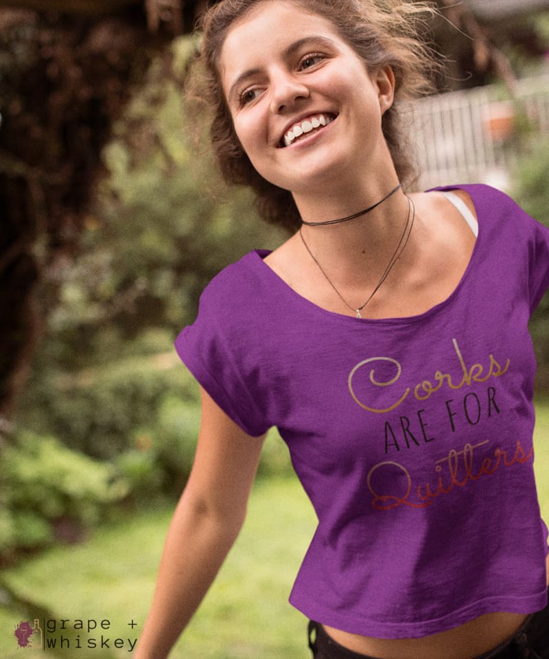 Corks are for Quitters - Women's Tri-Blend Loose Fit - L / Tri-Blend Vintage Purple - Grape and Whiskey