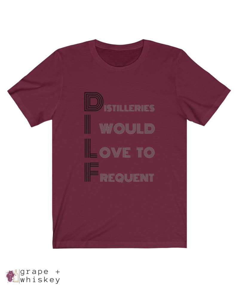 DILF Short Sleeve T-shirt - Maroon / 2XL - Grape and Whiskey