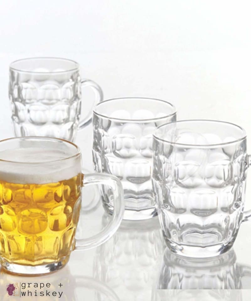 CREATIVELAND Barrel Glass Beer Mugs - Set of 4 Freezer Beer