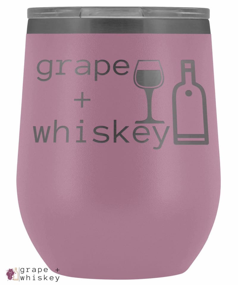 &quot;Grape + Whiskey&quot; 12oz Stemless Wine Tumbler with Lid - Light Purple - Grape and Whiskey