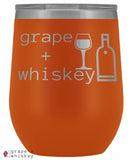 &quot;Grape + Whiskey&quot; 12oz Stemless Wine Tumbler with Lid - Orange - Grape and Whiskey