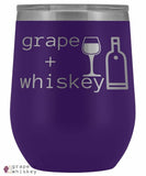 &quot;Grape + Whiskey&quot; 12oz Stemless Wine Tumbler with Lid - Purple - Grape and Whiskey
