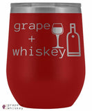 &quot;Grape + Whiskey&quot; 12oz Stemless Wine Tumbler with Lid - Red - Grape and Whiskey