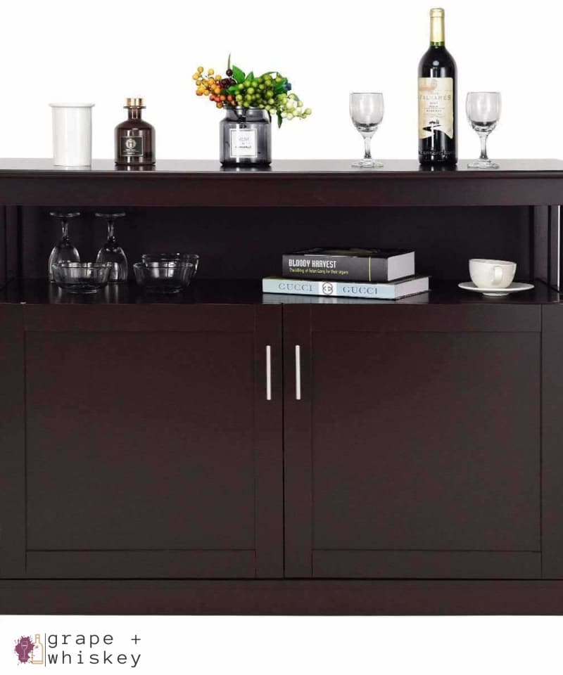 G+W Modern Wooden Kitchen Storage Cabinet - Brown - Default Title - Grape and Whiskey