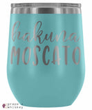 &quot;Hakuna Moscato&quot; 12oz Stemless Wine Tumbler with Lid - Light Blue - Grape and Whiskey