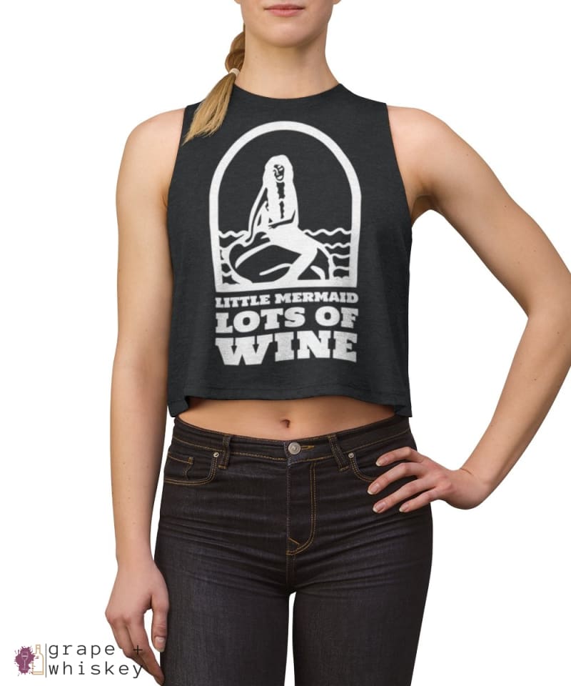 Little Mermaid Lots of Wine Women's Crop top - 2XL / Dark Grey Heather - Grape and Whiskey