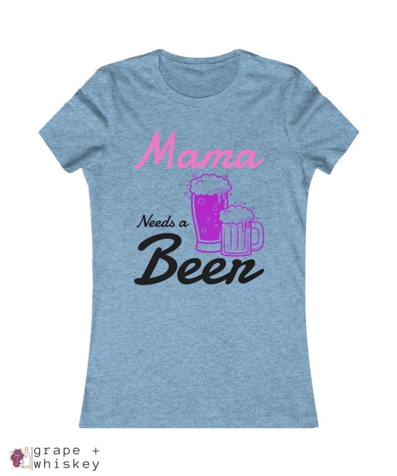 &quot;Mama Needs a Beer&quot; Women's Favorite Slim-fit Tee - Heather Slate / 2XL - Grape and Whiskey