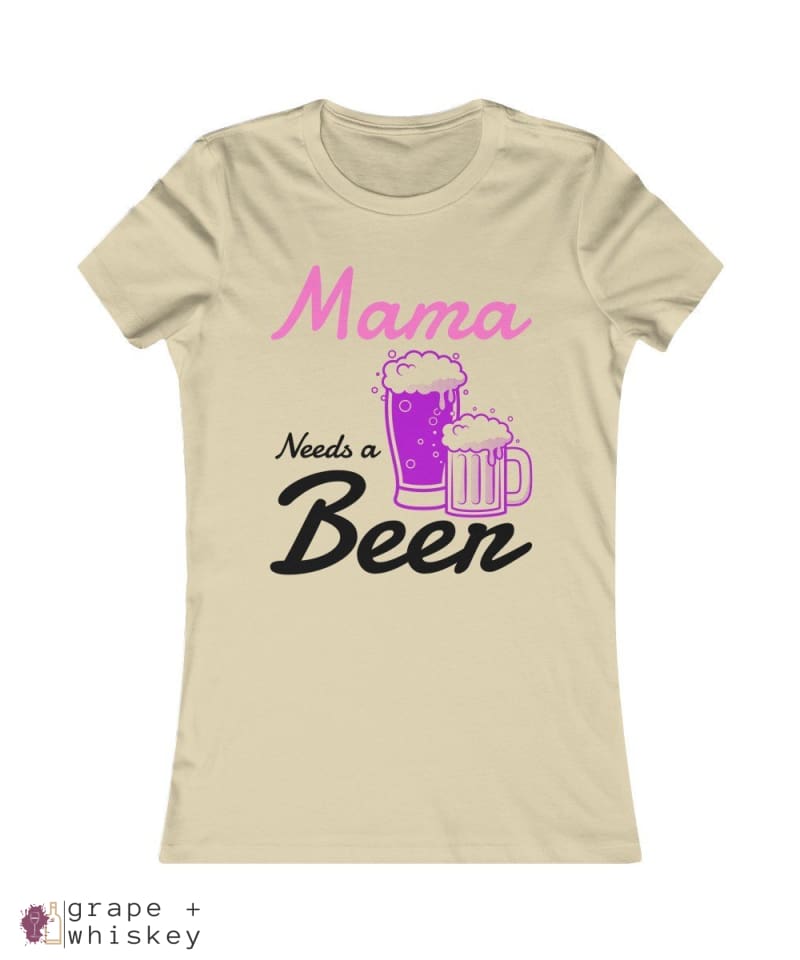 &quot;Mama Needs a Beer&quot; Women's Favorite Slim-fit Tee - Soft Cream / 2XL - Grape and Whiskey