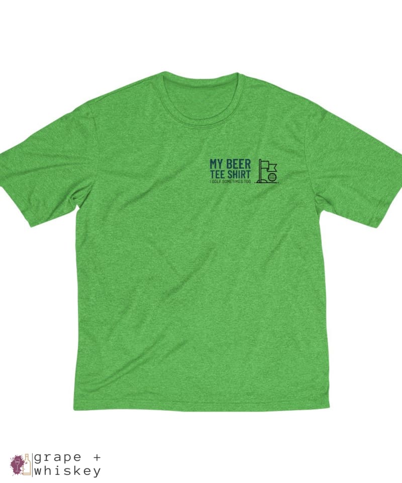My Beer Tee Shirt Men's Sports Golf Dri-Fit Tee - Turf Green Heather / 4XL - Grape and Whiskey