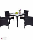 Outdoor Rattan Patio Set - 5 Pieces -  - Grape and Whiskey