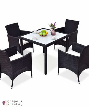 Outdoor Rattan Patio Set - 5 Pieces - Default Title - Grape and Whiskey