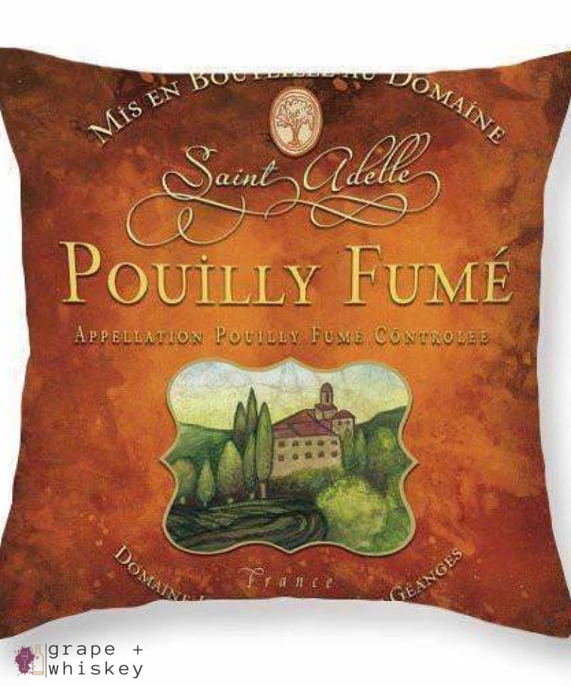 Pouilly Fume Throw Pillow - 26&quot; x 26&quot; / No - Grape and Whiskey