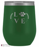 &quot;Puppy Love&quot; 12oz Stemless Wine Tumbler with Lid - Green - Grape and Whiskey