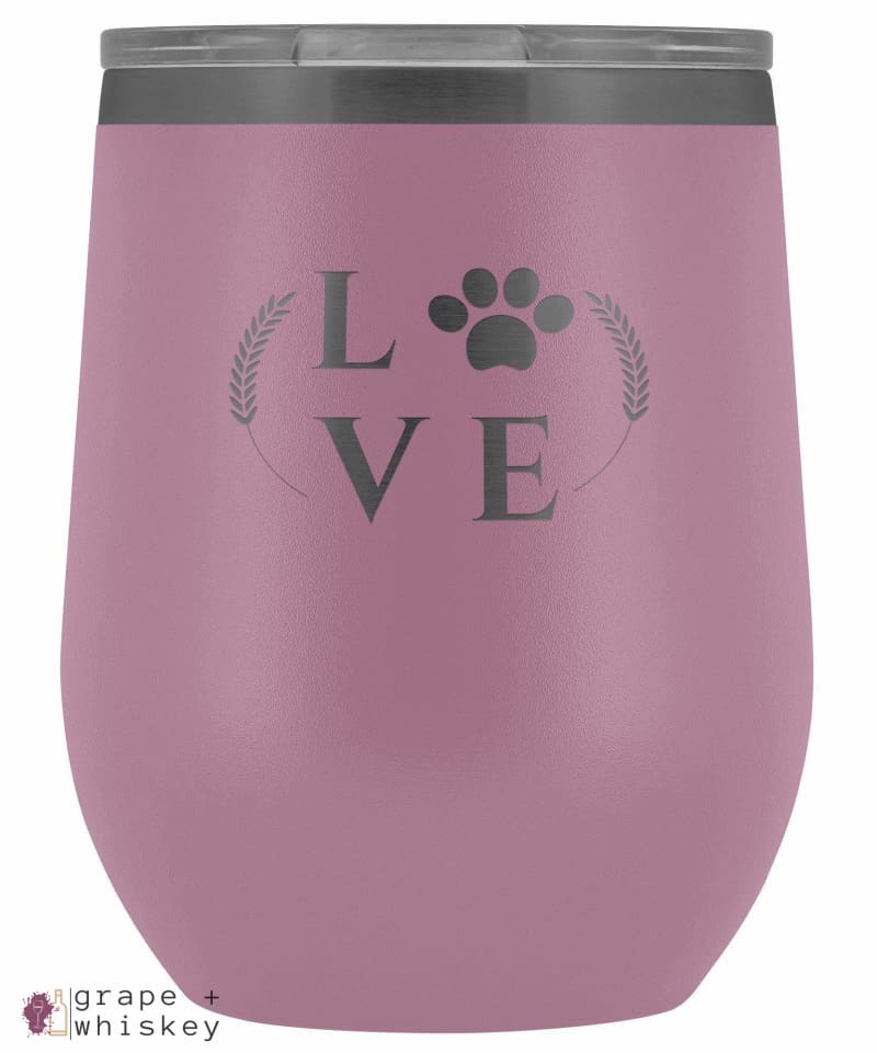 &quot;Puppy Love&quot; 12oz Stemless Wine Tumbler with Lid - Light Purple - Grape and Whiskey
