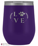 &quot;Puppy Love&quot; 12oz Stemless Wine Tumbler with Lid - Purple - Grape and Whiskey
