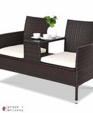 Rattan II Cushioned Patio Set - Default Title - Grape and Whiskey