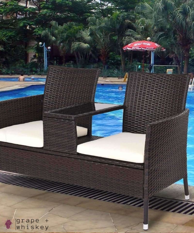 Rattan II Cushioned Patio Set -  - Grape and Whiskey