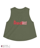 Redhead's Love Wine Women's Crop top - 2XL / Heather Olive - Grape and Whiskey