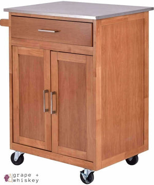 Rolling Kitchen Island Bar with Stainless Steel Top - Default Title - Grape and Whiskey