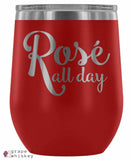 &quot;Rose All Day&quot; 12oz Stemless Wine Tumbler with Lid - Red - Grape and Whiskey