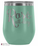 &quot;Rose All Day&quot; 12oz Stemless Wine Tumbler with Lid - Teal - Grape and Whiskey