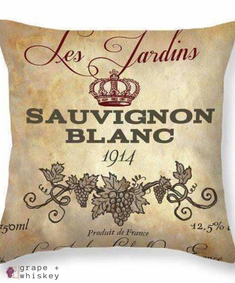 Sauvignon Blanc Throw Pillow - 26&quot; x 26&quot; / No - Grape and Whiskey