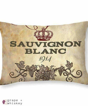 Sauvignon Blanc Throw Pillow - 20&quot; x 14&quot; / No - Grape and Whiskey