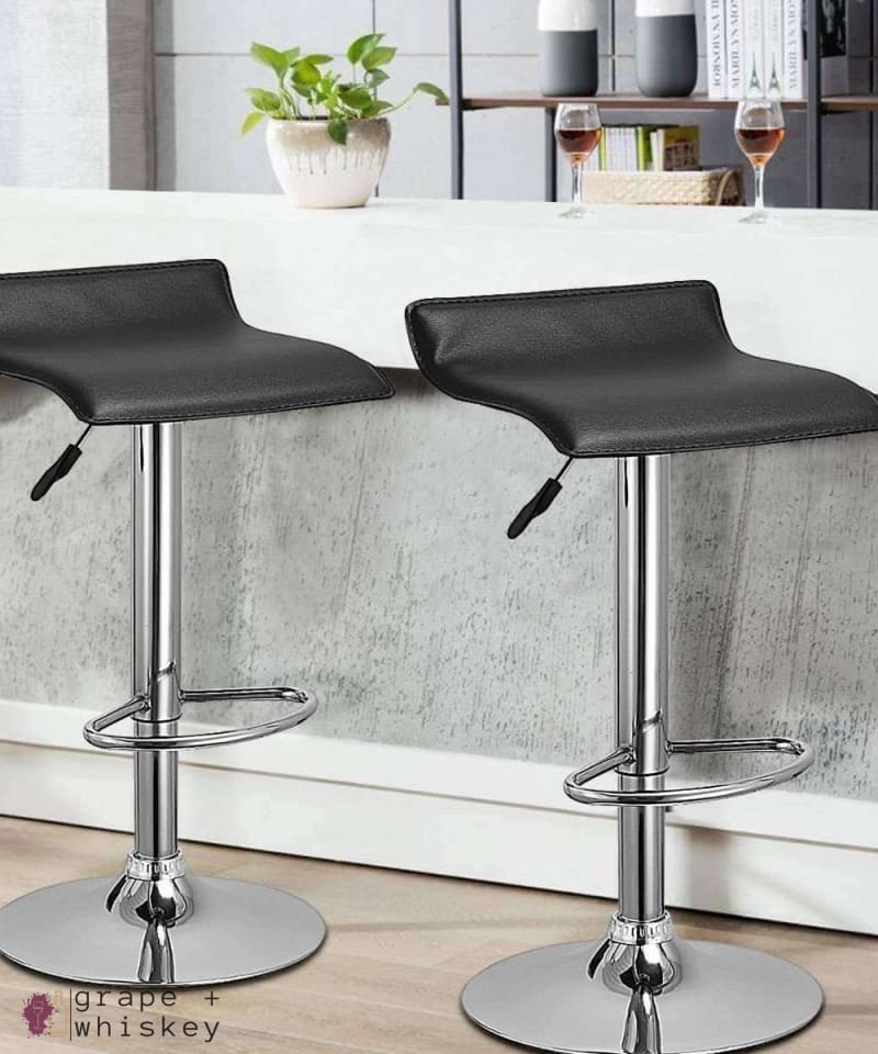 Set of 2 Modern Backless Swivel Bar Stools - Black -  - Grape and Whiskey