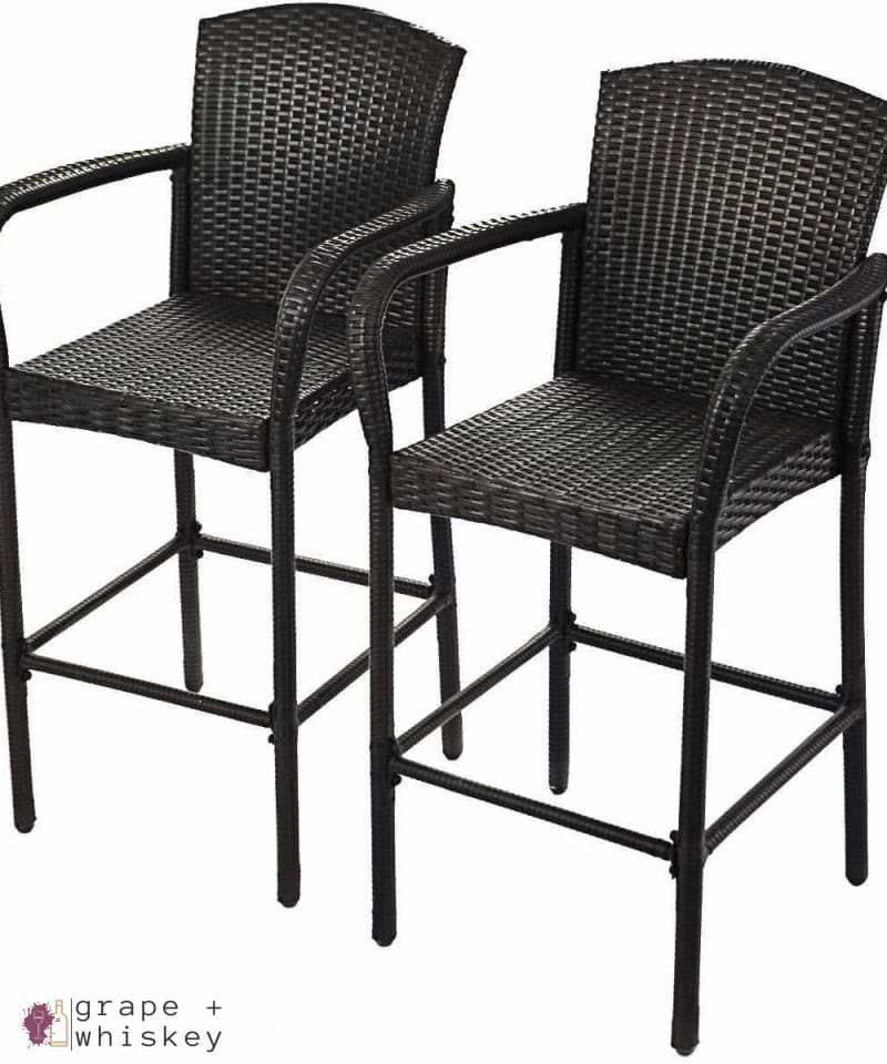 Set of 2 Rattan Bar Stools - Default Title - Grape and Whiskey