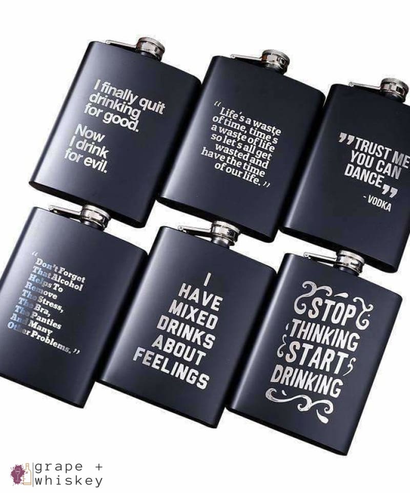 Stainless Steel Flask Gift Set -  - Grape and Whiskey