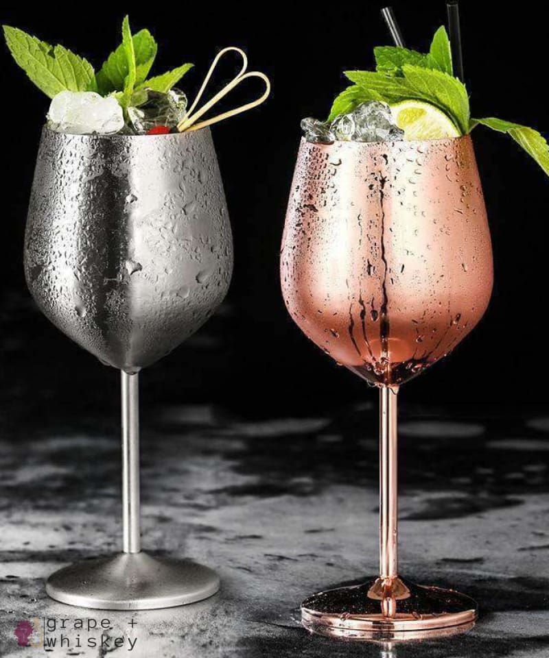 Stainless Steel Wine Glasses -  - Grape and Whiskey