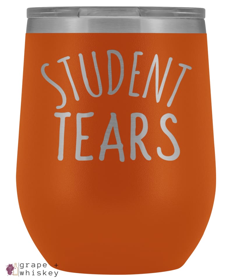 Student Tears 12oz Stemless Wine Tumbler with Lid - Orange - Grape and Whiskey