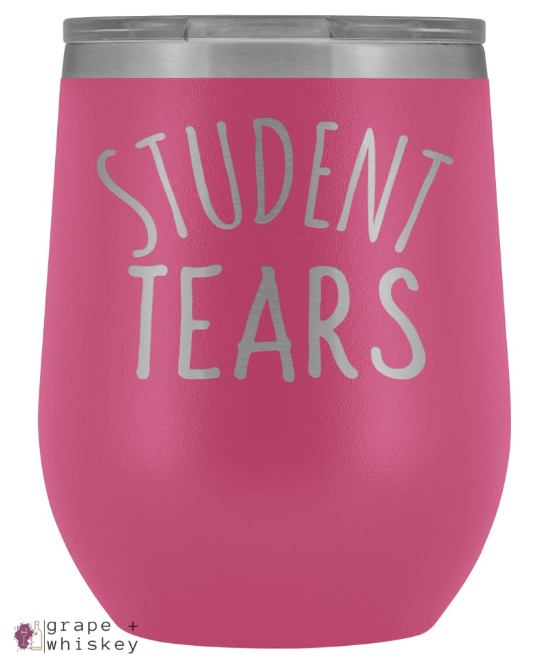 Student Tears 12oz Stemless Wine Tumbler with Lid - Pink - Grape and Whiskey