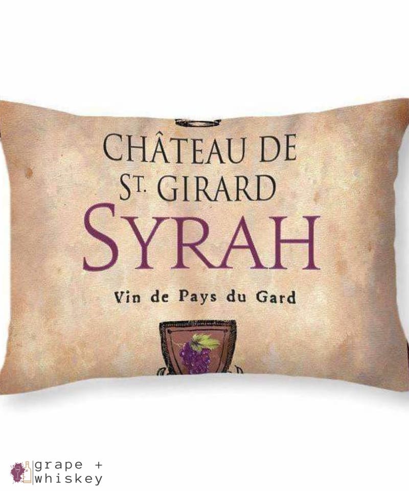 Syrah Throw Pillow - 20&quot; x 14&quot; / No - Grape and Whiskey