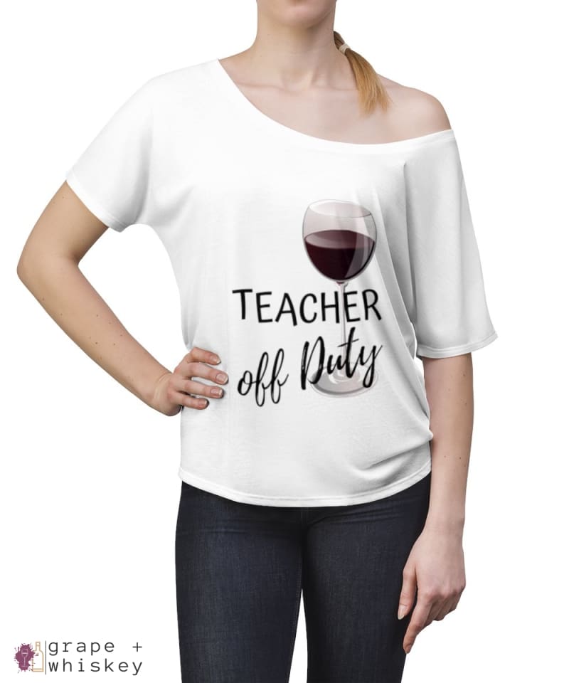 Teacher Off Duty Women's Slouchy top - 2XL / White - Grape and Whiskey