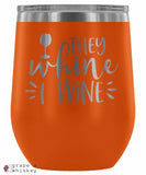 &quot;They Whine I Wine&quot; 12oz Stemless Wine Tumbler with Lid - Orange - Grape and Whiskey
