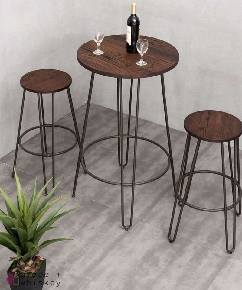 Three Piece Bistro Bar Table Set -  - Grape and Whiskey