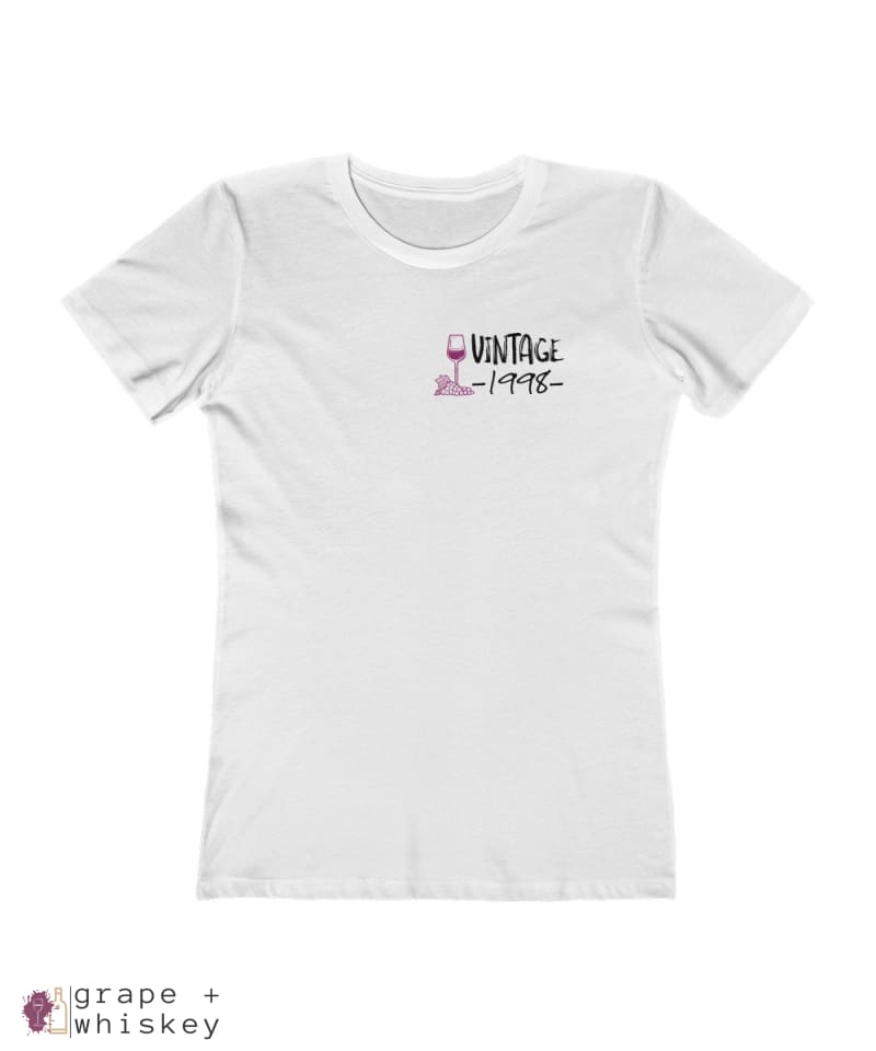 Vintage 1998 - 21st Birthday Women's Boyfriend Tee - Solid White / 2XL - Grape and Whiskey
