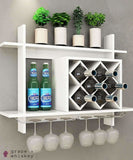 Wall Mount Wine Rack w/ Glass Holder & Storage Shelf