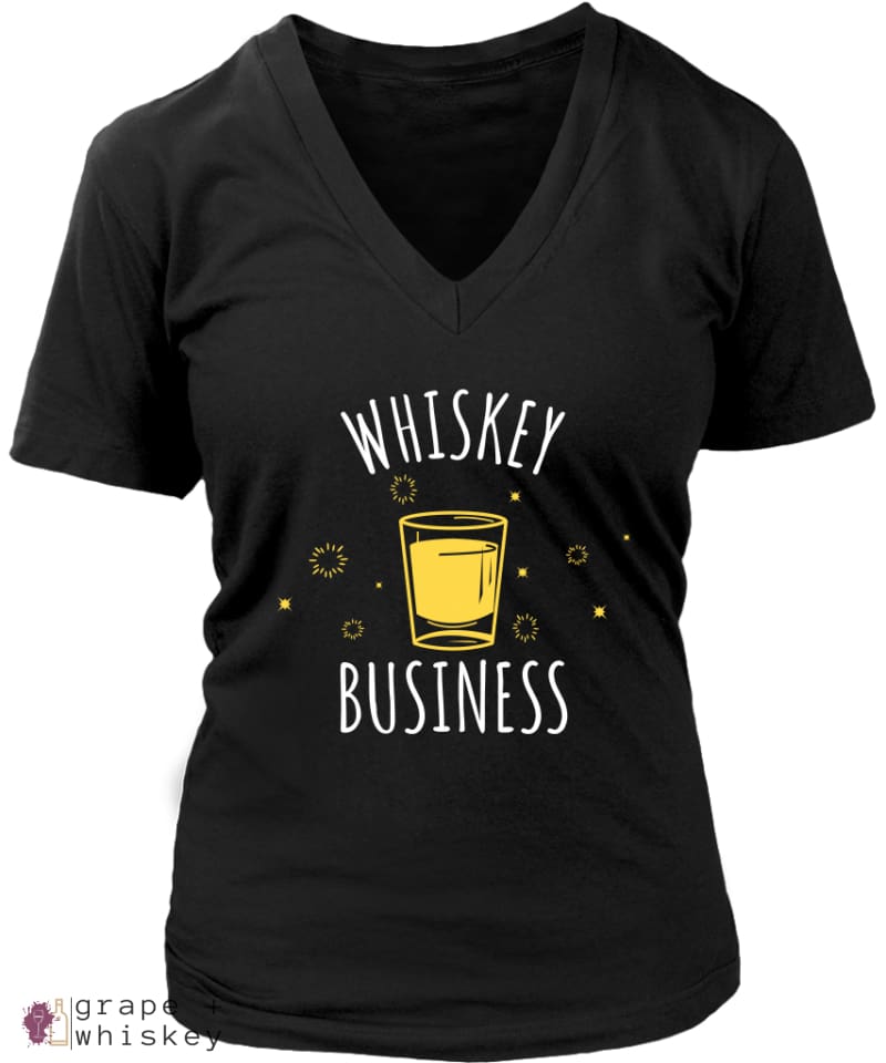 &quot;Whiskey Business&quot; Women's V-Neck - District Womens V-Neck / Black / 4XL - Grape and Whiskey