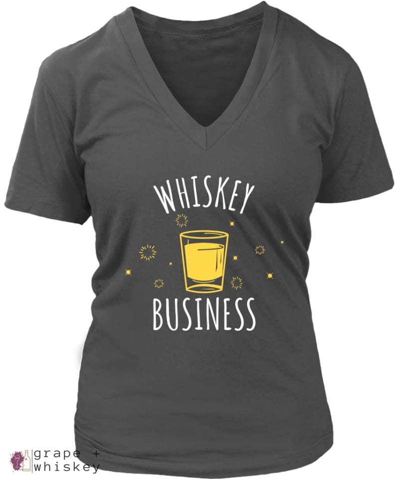 &quot;Whiskey Business&quot; Women's V-Neck - District Womens V-Neck / Charcoal / 4XL - Grape and Whiskey