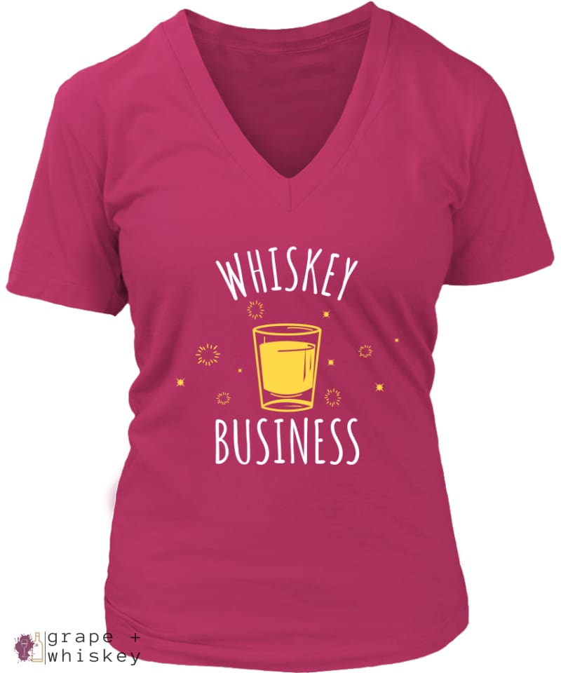 &quot;Whiskey Business&quot; Women's V-Neck - District Womens V-Neck / Dark Fuchsia / 4XL - Grape and Whiskey