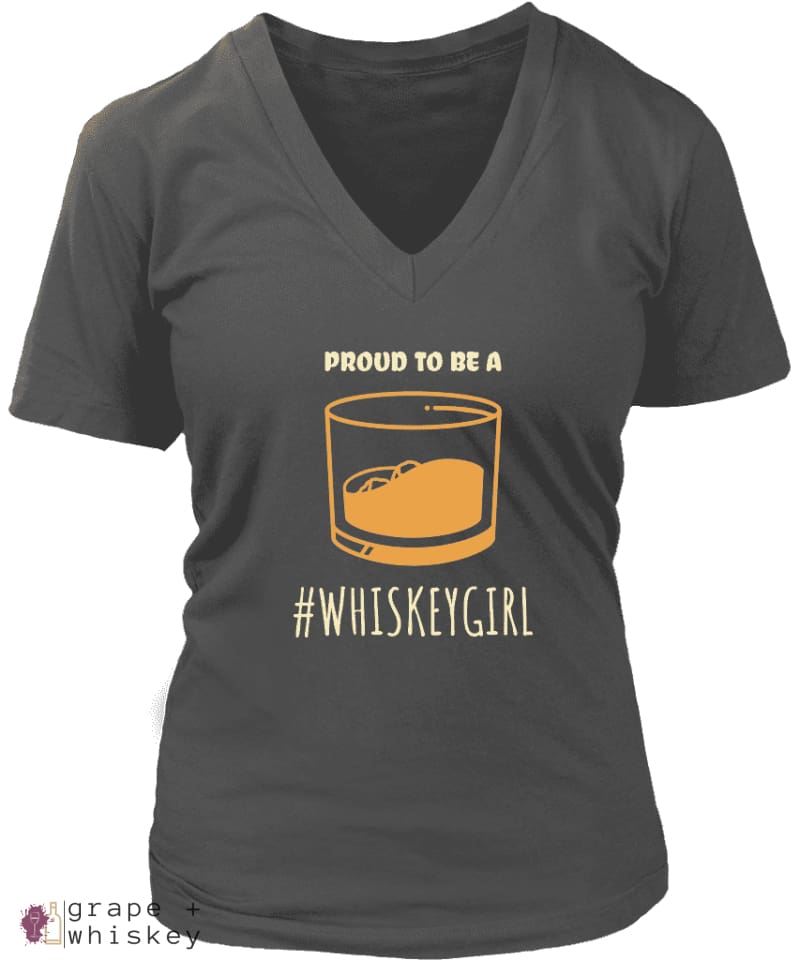 #WHISKEYGIRL Women's V-neck - District Womens V-Neck / Charcoal / 4XL - Grape and Whiskey
