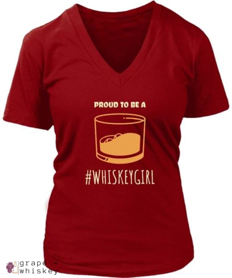 #WHISKEYGIRL Women's V-neck - District Womens V-Neck / Red / 4XL - Grape and Whiskey