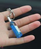 Wine Bottle Key Chain - Blue - Grape and Whiskey